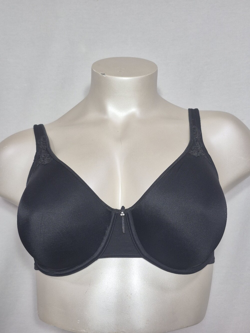 36DD Breezies Unlined Seamless Cup Lace Trim Underwire Bra Black